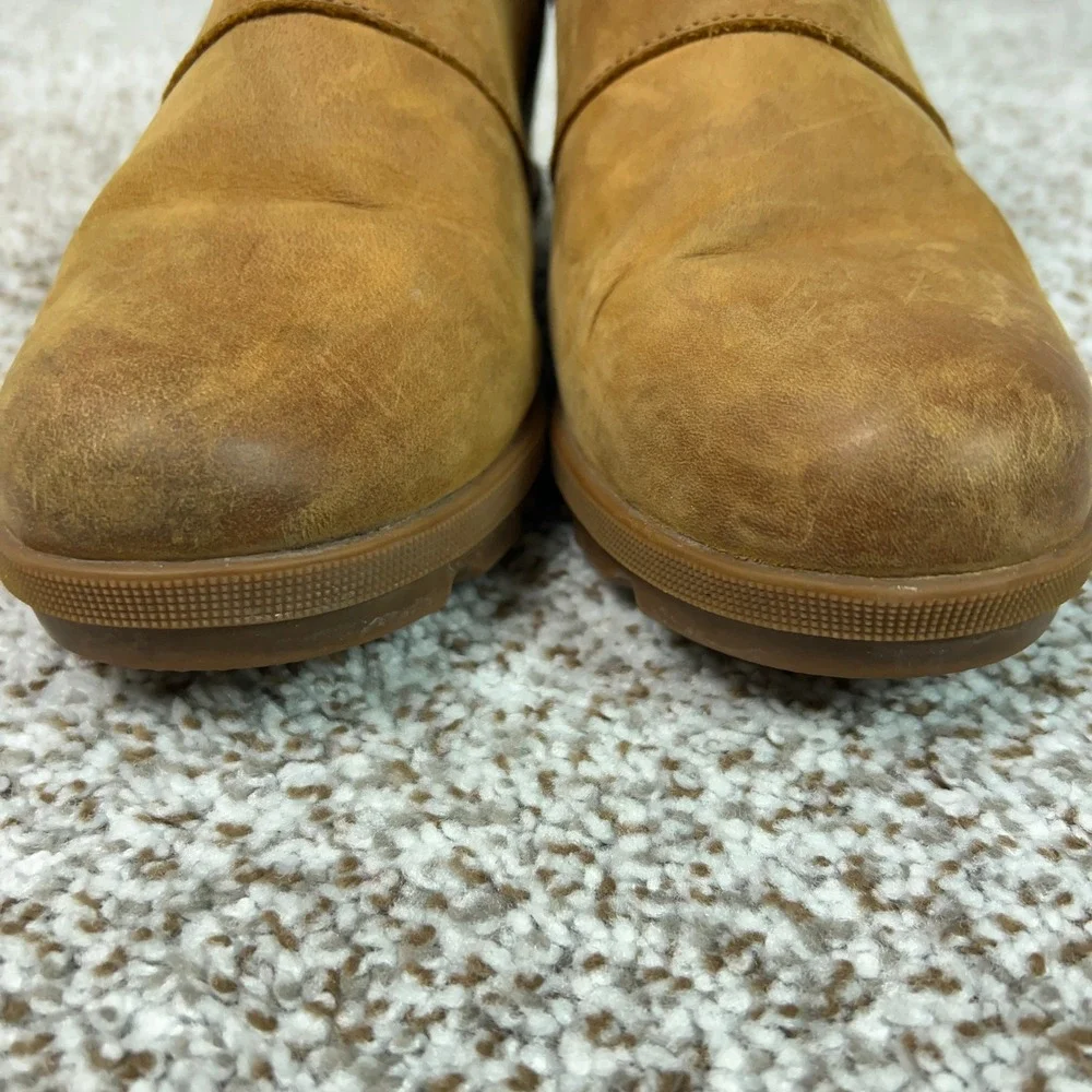 Sorel Boots Womens Size 8.5 Tan Casual Joan of Arctic Wedge II Chelsea Leather